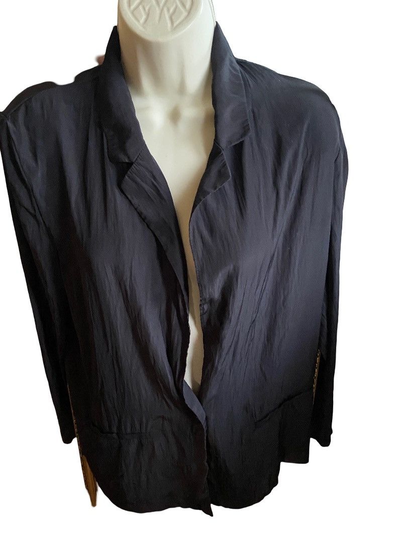 Designer × Vintage American Vintage black blazer padded shoulders,M, polyester. Size M / US 6-8 / IT 42-44 - 3 Thumbnail