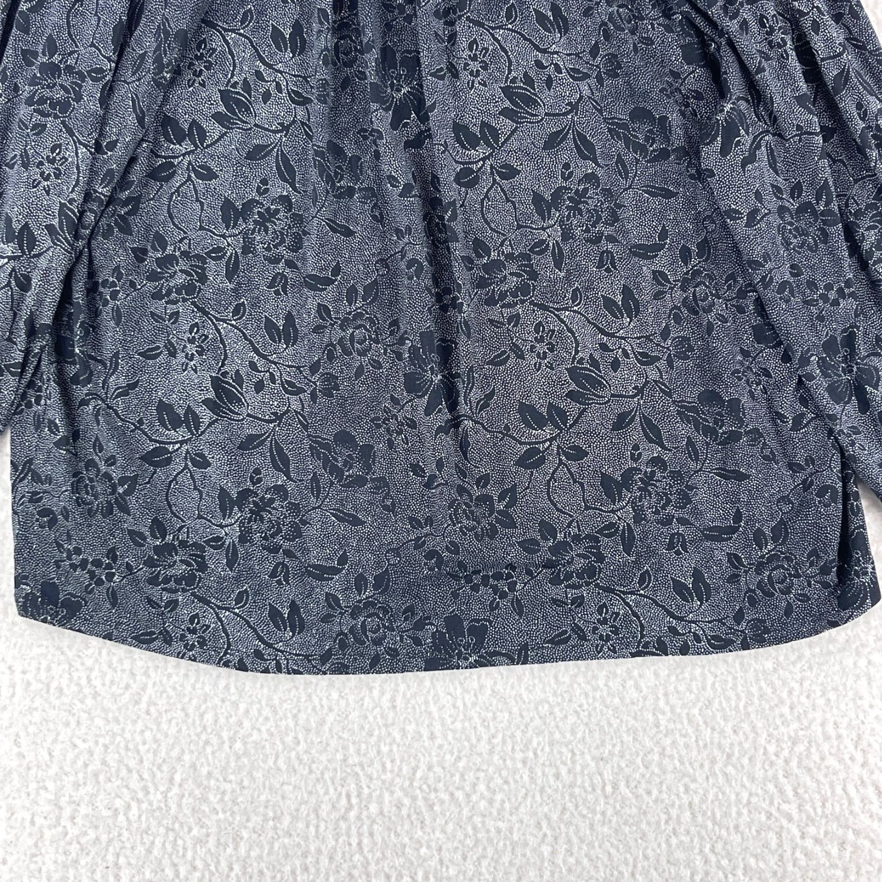 Ann Taylor Ann Taylor Black Floral Mock Neck Long Sleeve Shirt Womens Large Pullover Work New Size L / US 10 / IT 46 - 6 Thumbnail