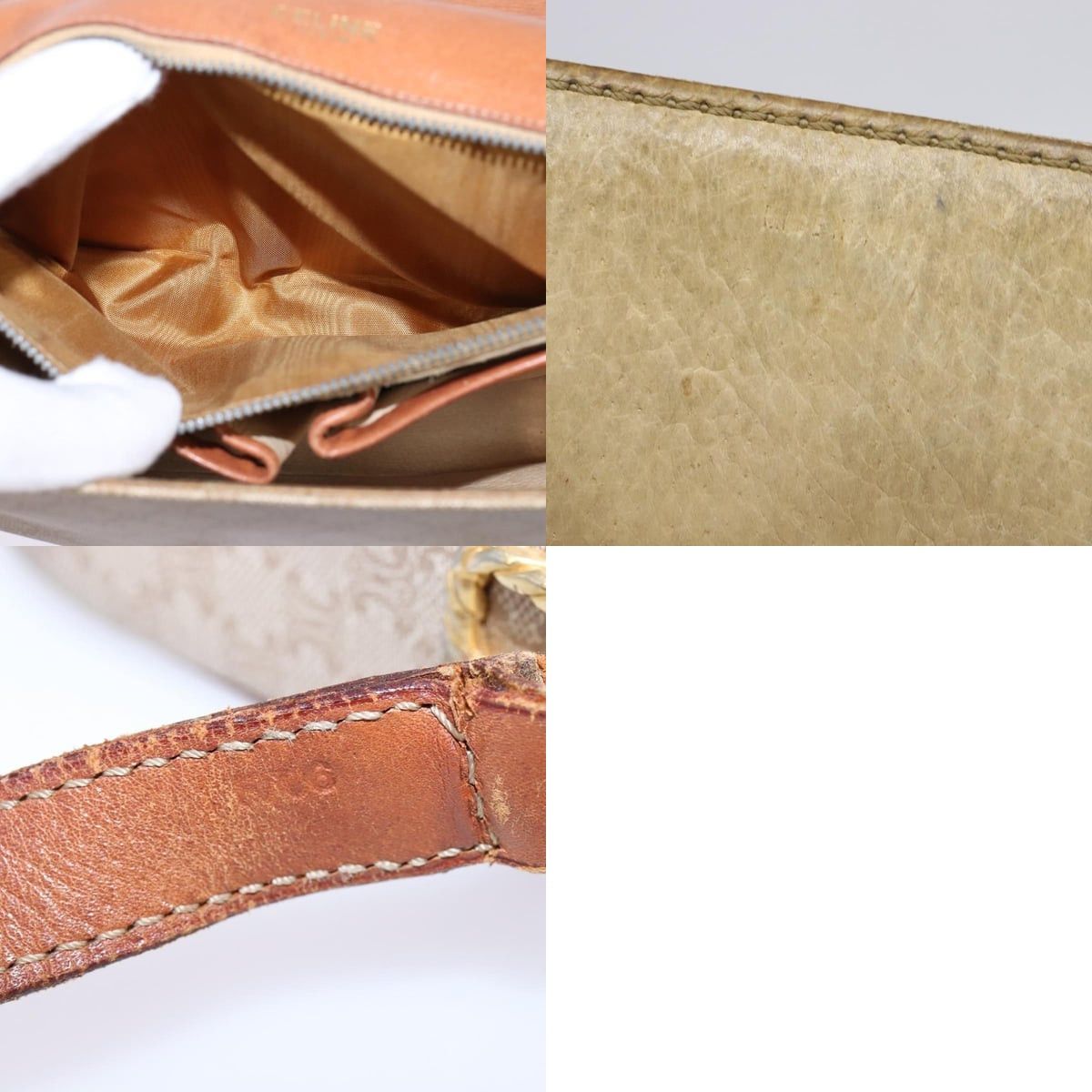 Celine CELINE Macadam Canvas Shoulder Bag Pvc Beige Gold Size ONE SIZE - 13 Thumbnail