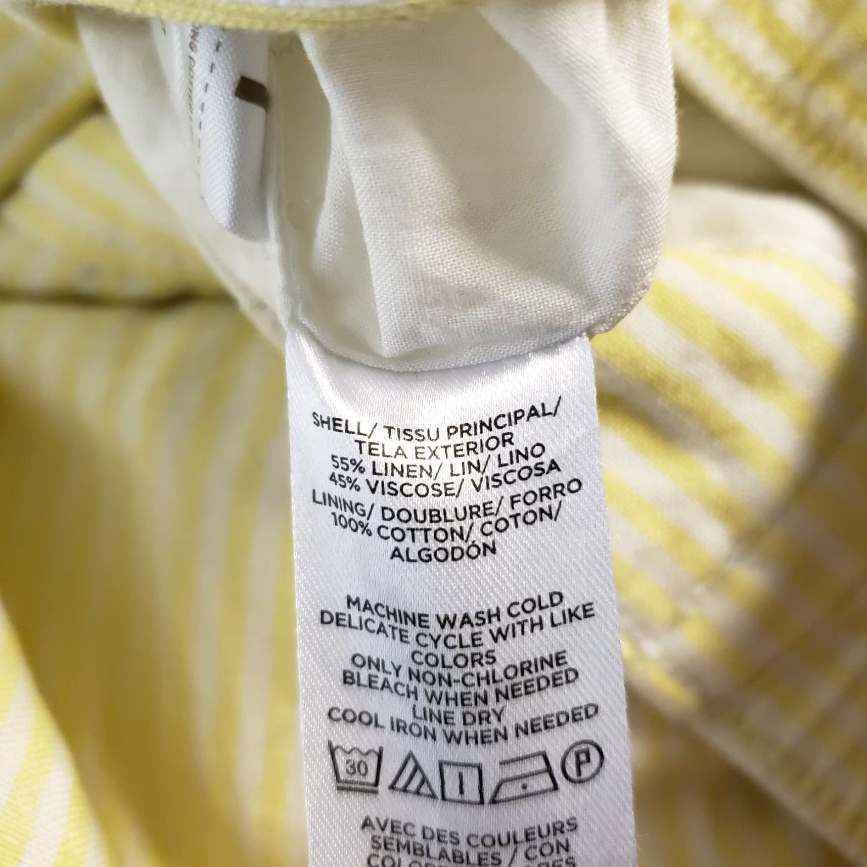 Ann Taylor VINTAGE Ann Taylor LOFT Womens Crop Wide Leg Pants Sz Medium Yellow Stripe Linen Blend Size 32" / US 10 / IT 46 - 6 Thumbnail