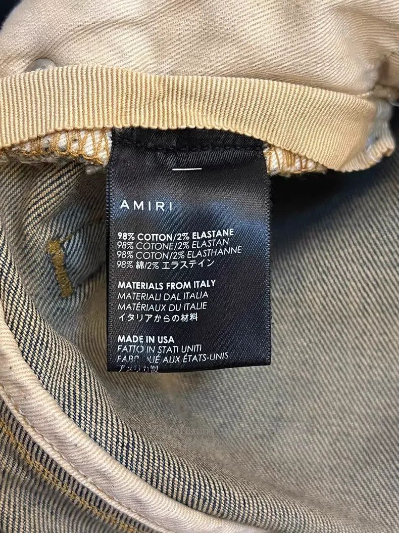 Amiri Amiri Distressed knife-cut cashew flower denim pants, blue Size US 32 / EU 48 - 4 Thumbnail