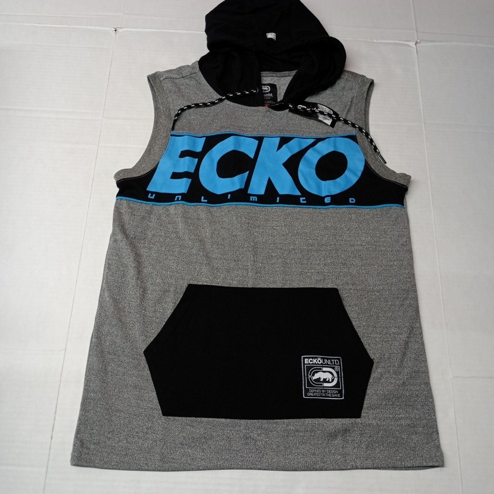 Marc Ecko Ecko Unltd Hoodie Men's M Gray Black Ecko Spellout Pouch Size US M / EU 48-50 / 2 - 1 Thumbnail