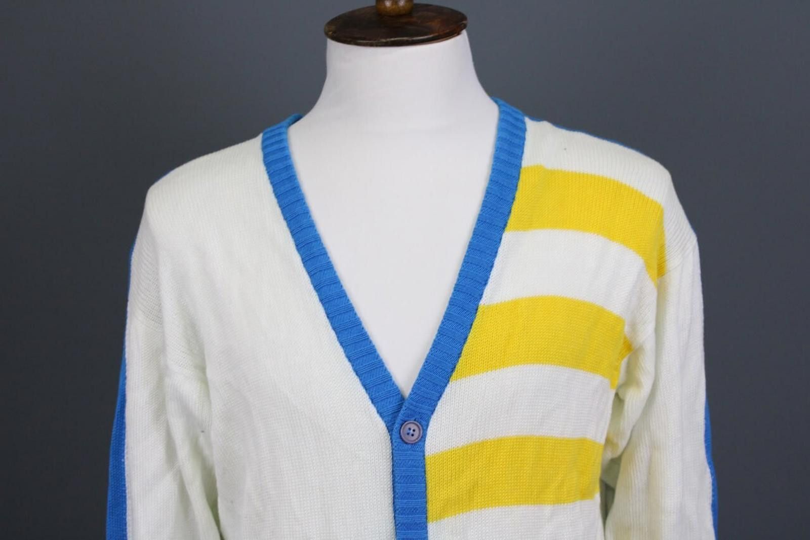 Ermenegildo Zegna Ermenegildo Zegna White Striped Cardigan Sweater Size 50 Size US M / EU 48-50 / 2 - 3 Thumbnail