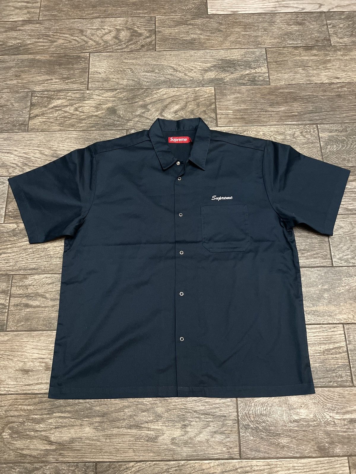 Supreme Supreme Margaret Keane Teardrop Work Shirt Navy (Size Large) Size US L / EU 52-54 / 3 - 2 Thumbnail
