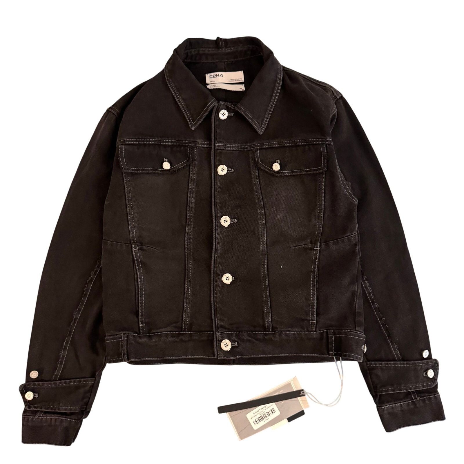 C2H4 Denim Trucker Jacket Washed Black Sz S