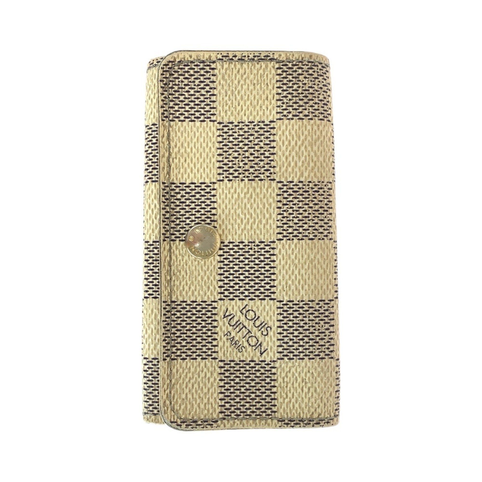 Louis Vuitton LOUIS VUITTON Damier Azur Multicle 4 Key Case, White/Grey with Gold Hardware, N60386, 4-Ring Case for Women Size ONE SIZE - 1 Thumbnail