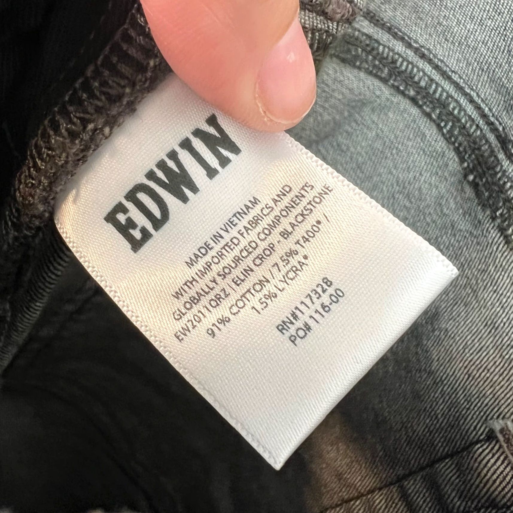 Edwin Edwin Elin Crop Straight Fit Black Denim Jeans Womens Size 32 Cotton Blend Denim Size 24" / US 00 / IT 34 - 3 Thumbnail