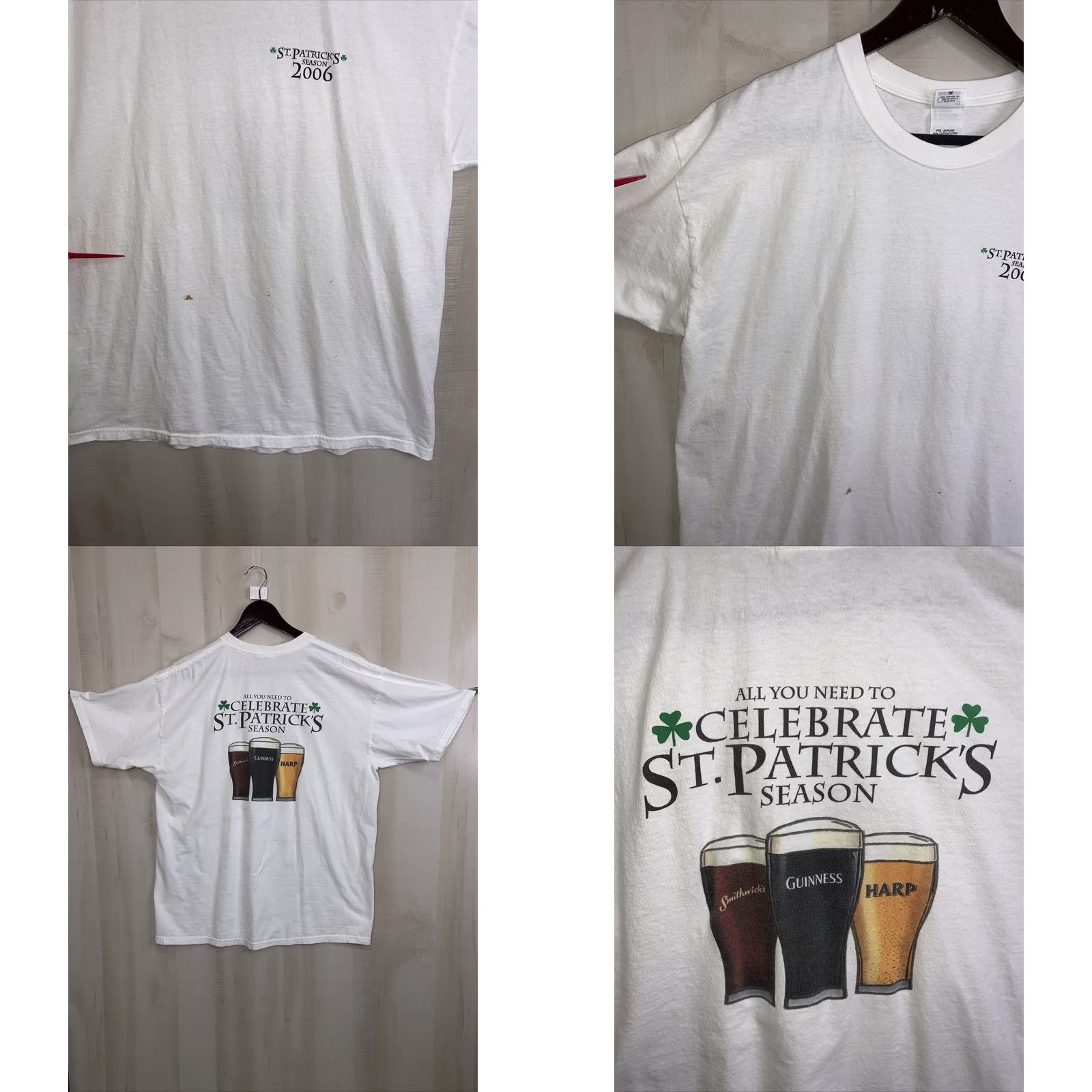 Anvil VINTAGE Anvil T-Shirt Men XL White Y2K St Patrick’s Season Harp Guinness Smithwicks-11576 Size US XL / EU 56 / 4 - 8 Thumbnail