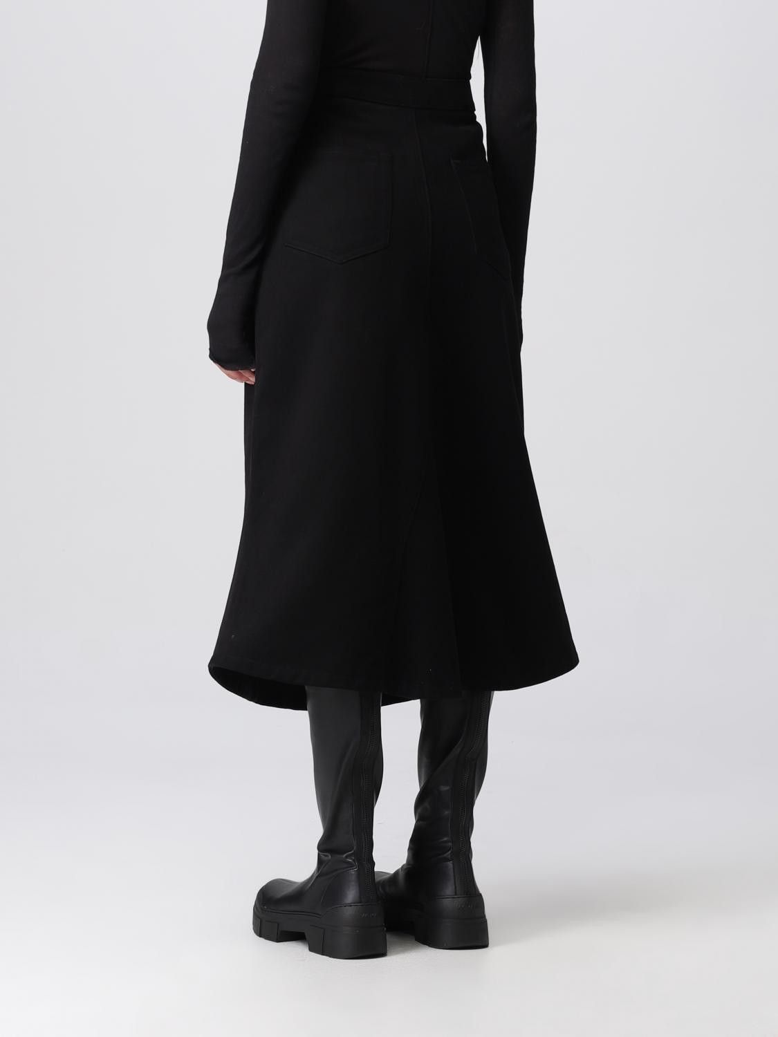 Rick Owens o1y0126 Denim Midi Skirt in Black Size 25" / US 0 / IT 36 - 3 Thumbnail