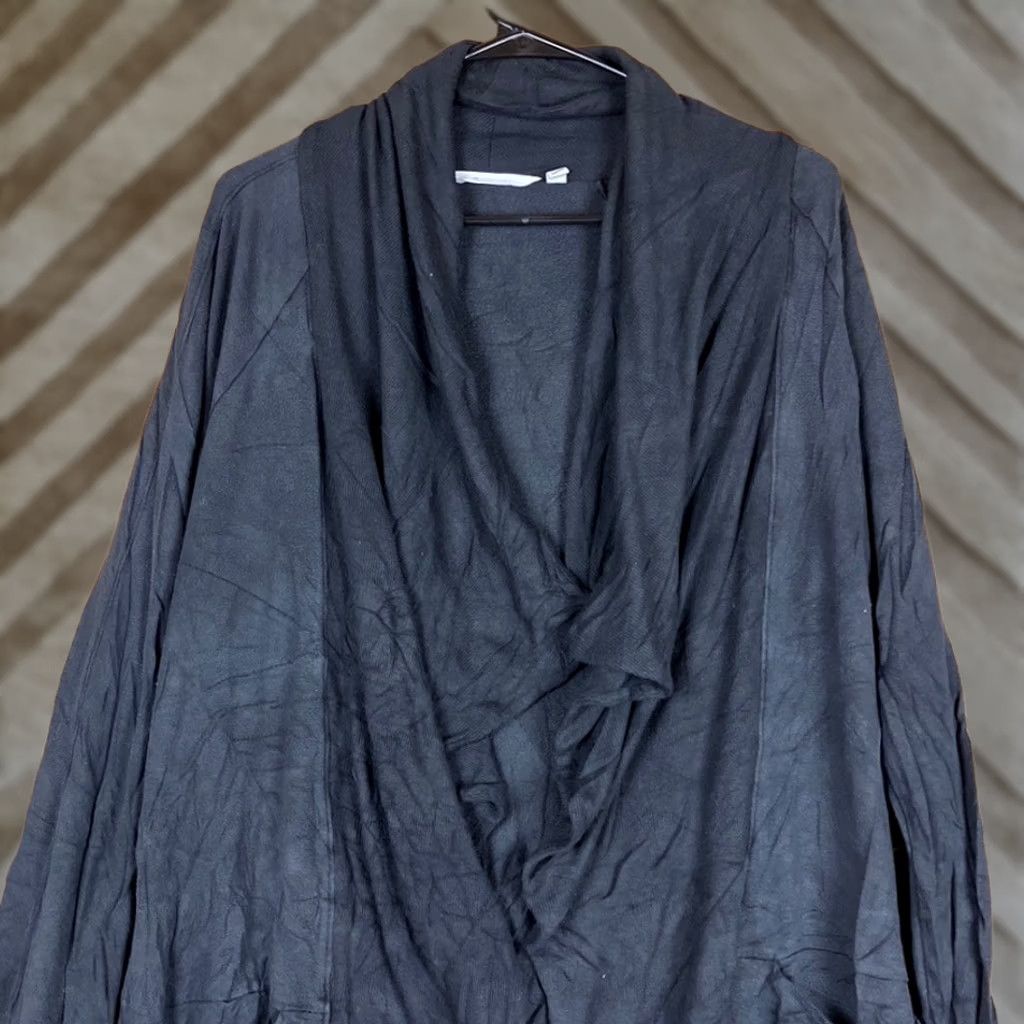 Athleta Athleta Womens Sweater Black Studio Wrap Open Front Waterfall Cardigan Stretch M Ladies Cardigan Casual Workwear Size M / US 6-8 / IT 42-44 - 1 Thumbnail