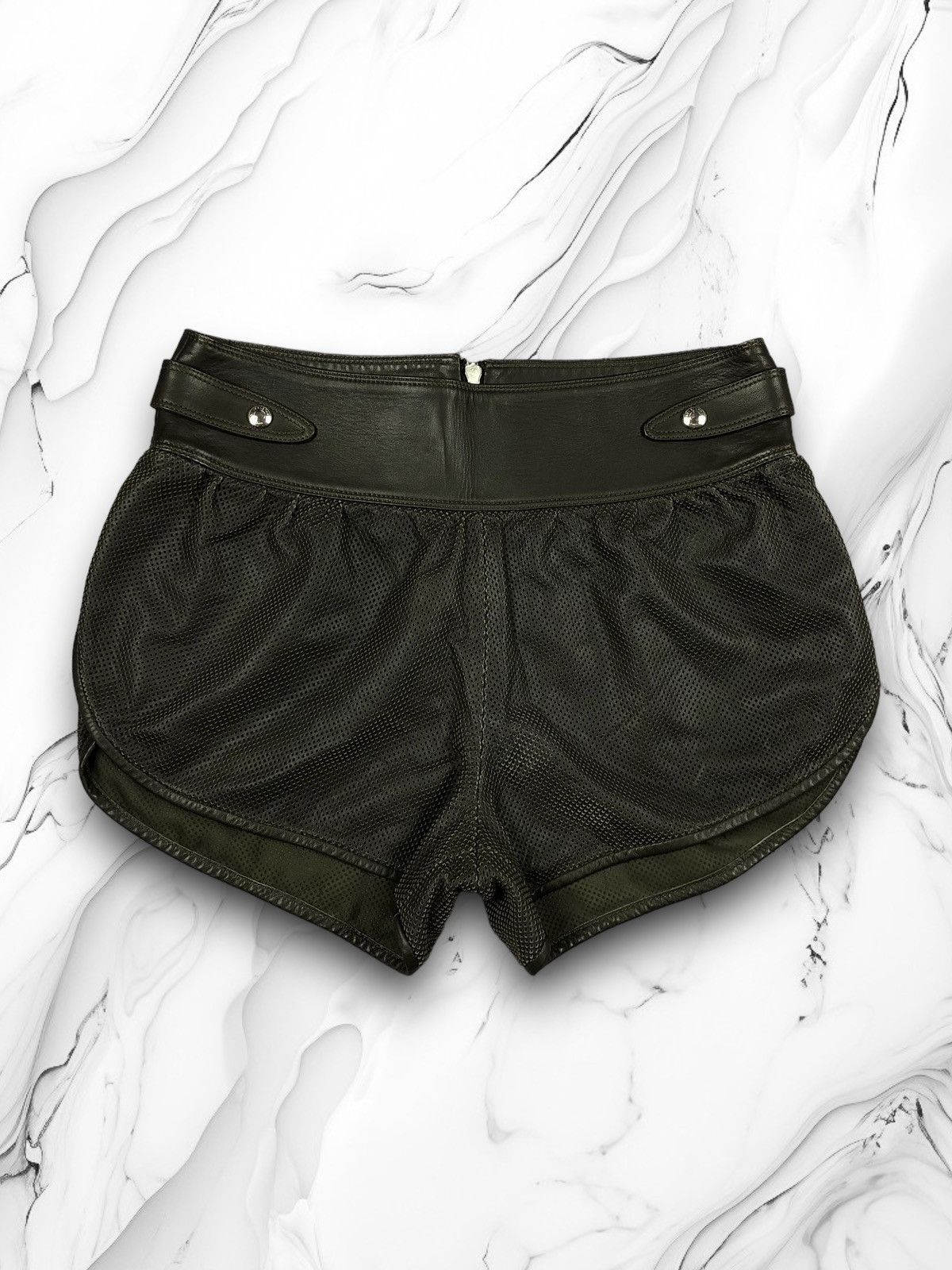Belstaff × Leather Vintage Belstaff Leather Mesh England London Shorts y2k og Size 28" / US 6 / IT 42 - 1 Thumbnail