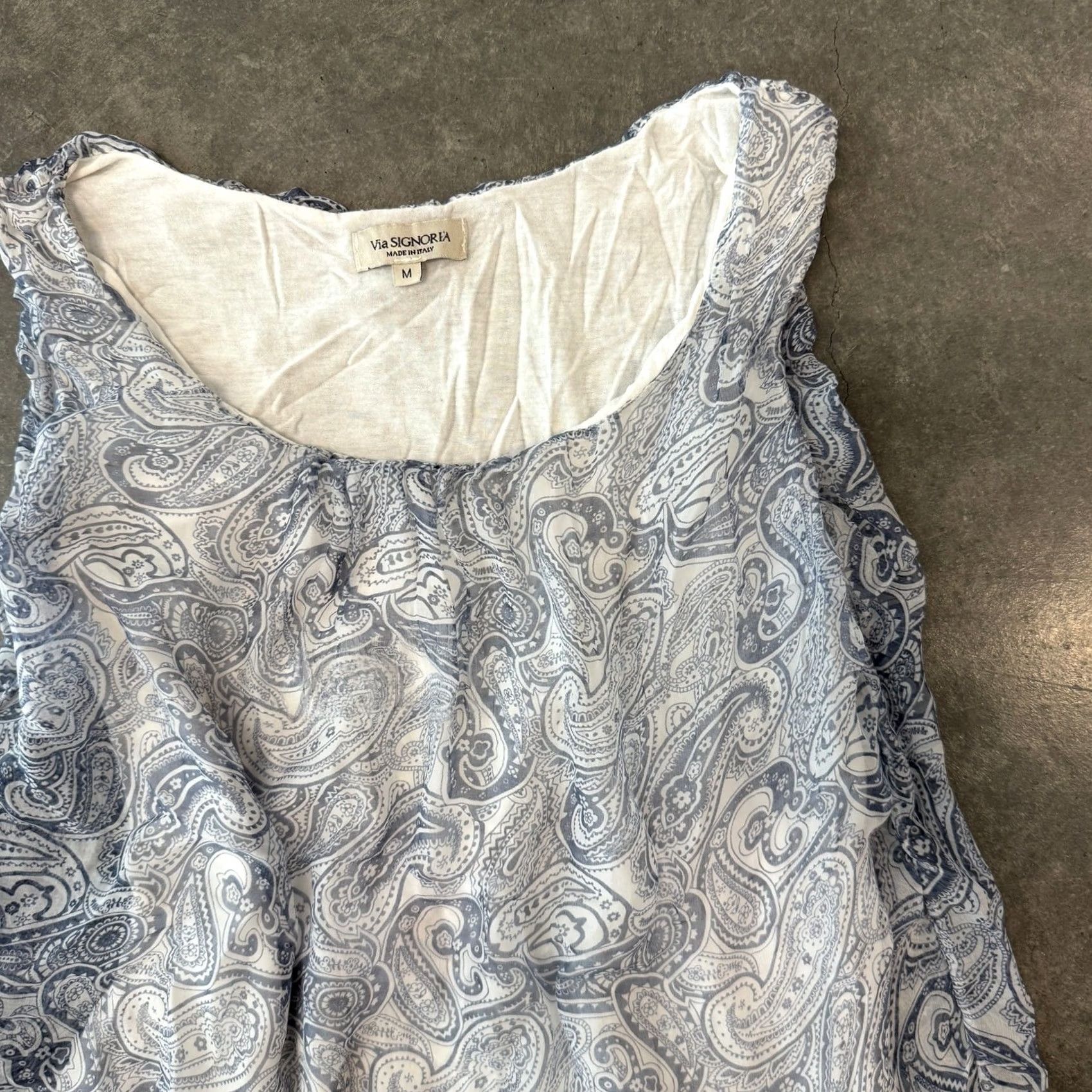 Vintage VINTAGE Y2K Made In Italy Via Signoria Flowy Silk Blue Paisley Tank Top M Womens Tank Top Silk Paisley Blue M Italy Men? Size M / US 6-8 / IT 42-44 - 3 Thumbnail