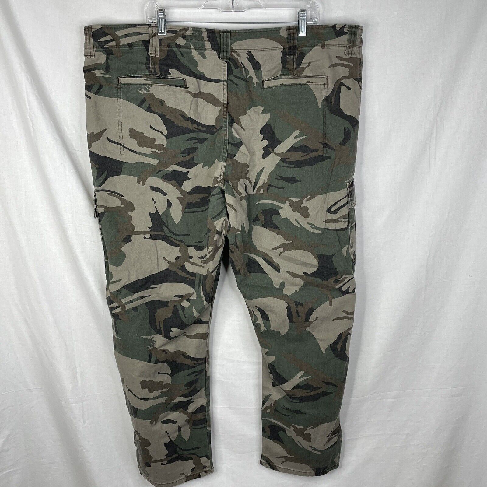 NWT Nathan Men's Green Gray Camouflage Cargo Pants - Belted, Flat Front, All Sizes/Lengths