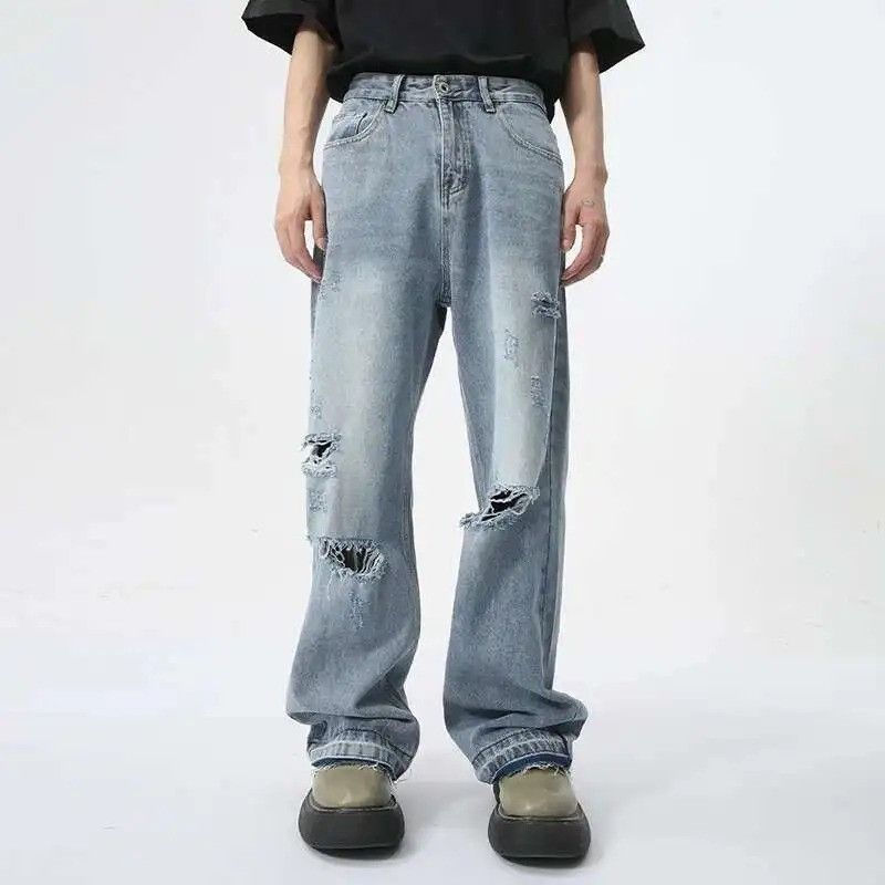 Jean Vintage Trendy Worn-Out Wide Leg Jeans Size US 32 / EU 48 - 5 Thumbnail