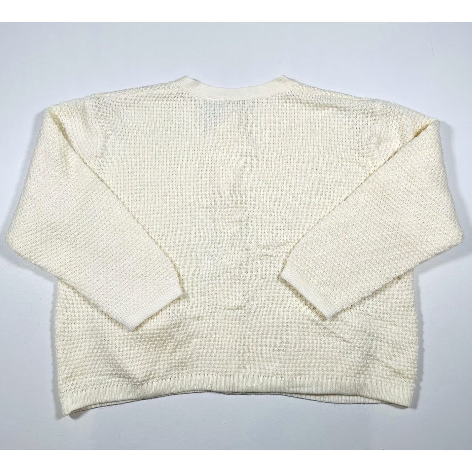 Vintage Concepts Sportswear Cardigan Sweater Womens 2X Ivory Button Front Pockets Knit Size XXL / US 16-18 / IT 52-54 - 2 Thumbnail