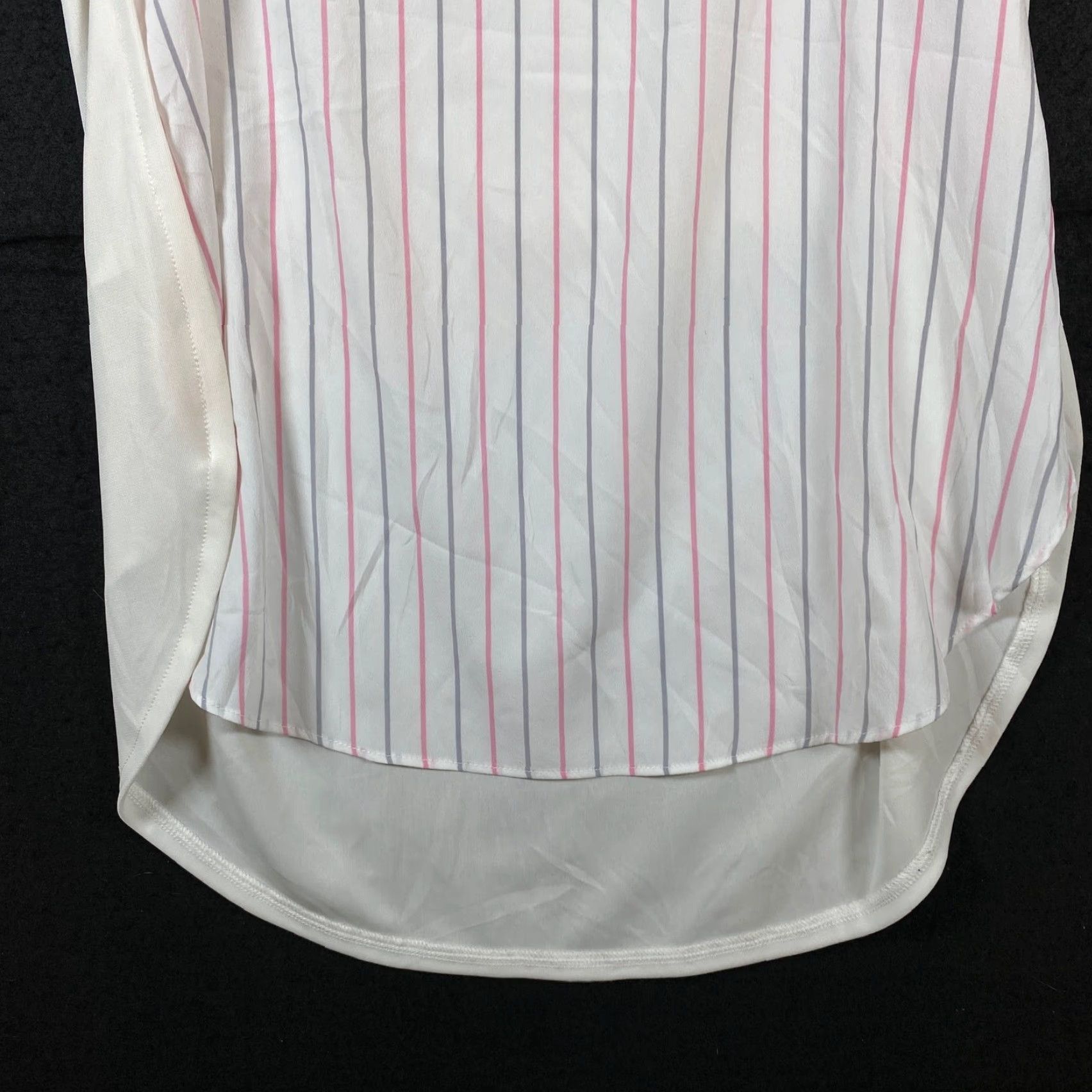 Ann Taylor VINTAGE Ann Taylor Blouse White Striped Sleeveless Tank Hi Lo Stretch Small Size S / US 4 / IT 40 - 3 Thumbnail