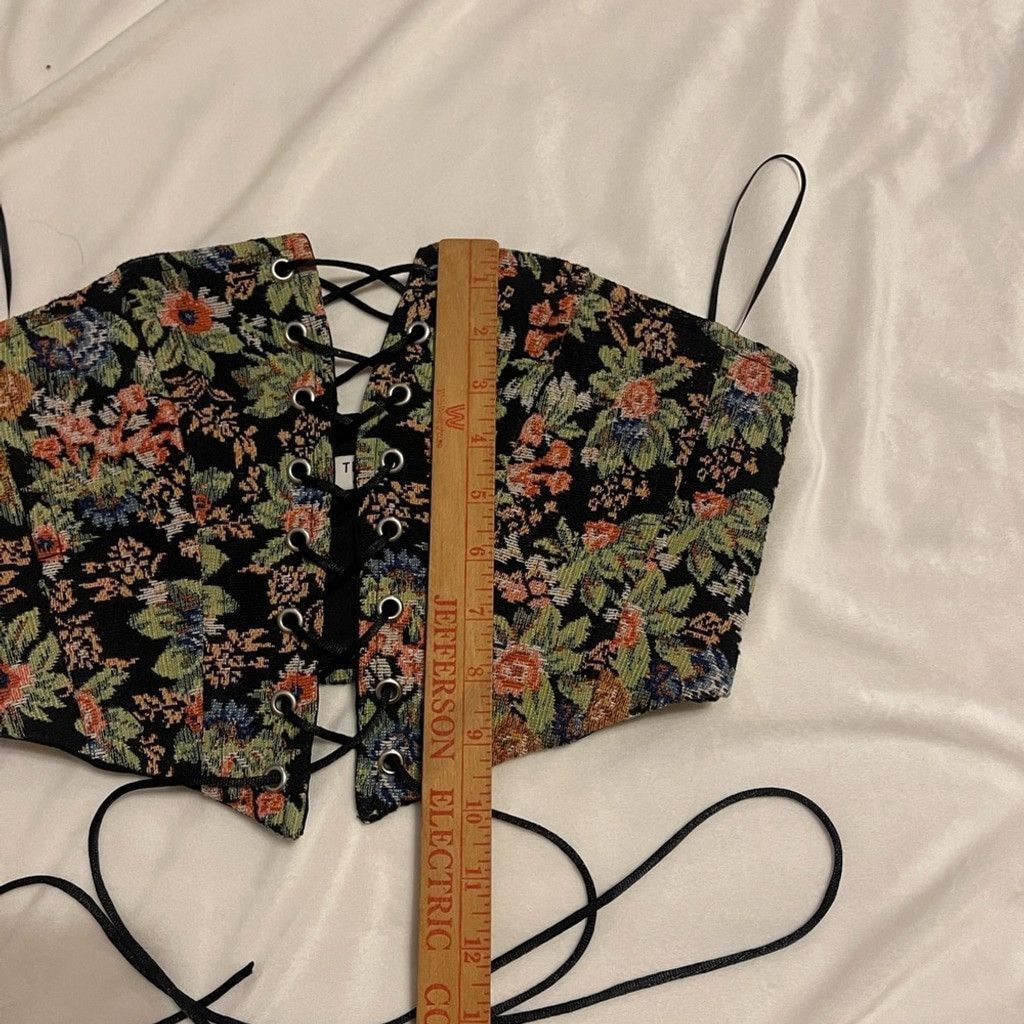 The Unbranded Brand Floral Lace-Up vtg Corset Top - Black(measurements shown) Size S / US 4 / IT 40 - 5 Thumbnail