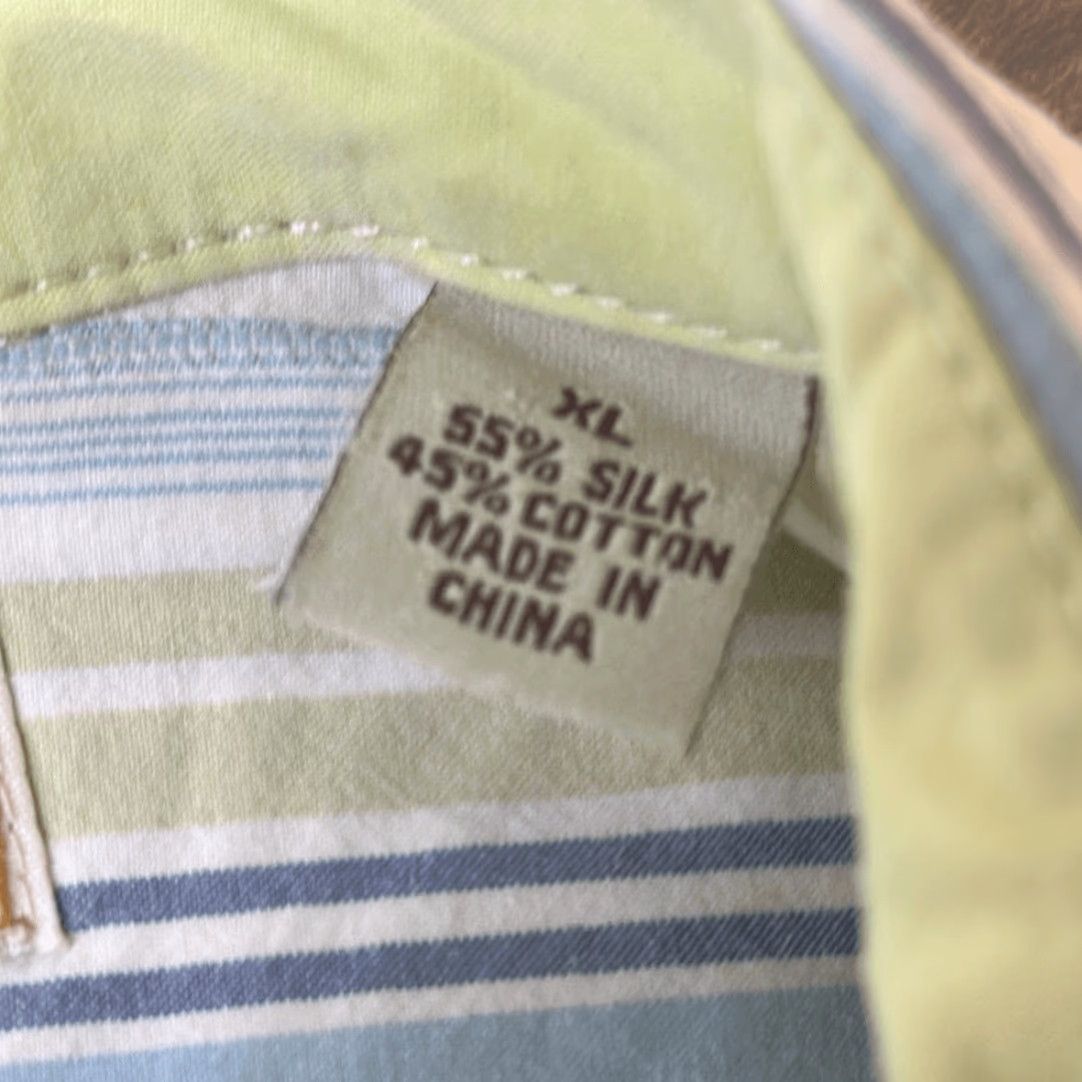 Tommy Bahama Tommy Bahama Shirt Striped Short Sleeve Silk Blend Yellow Blue XL Mens Button-Up Blue XL Mens 90s Size US XL / EU 56 / 4 - 7 Thumbnail