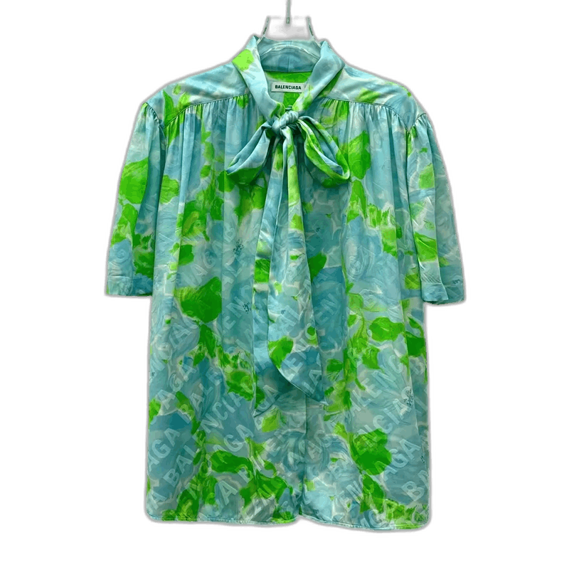 Balenciaga Balenciaga Colorful Silk Tie Short Sleeve Shirt Size US XS / EU 42 / 0 - 1 Thumbnail
