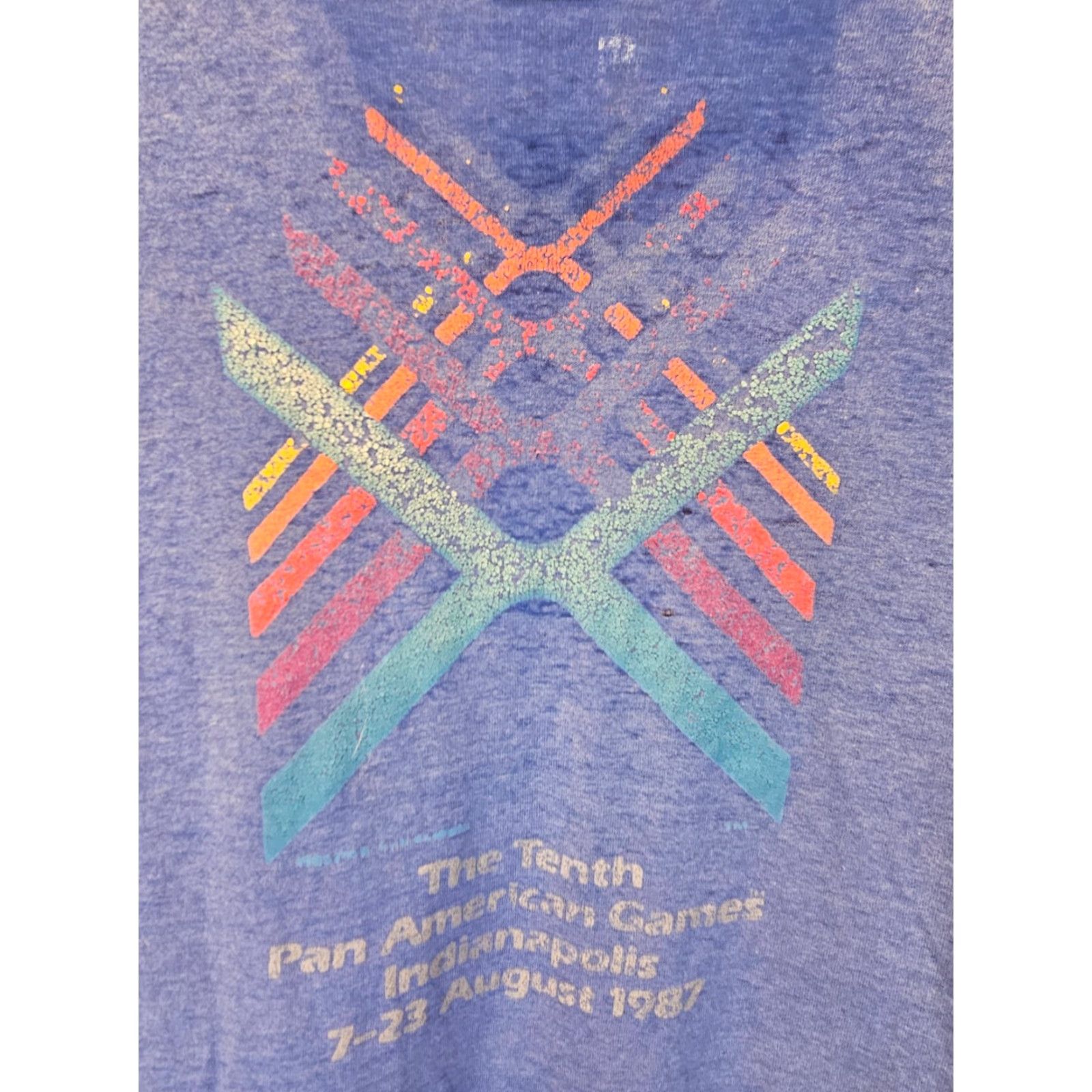 Vintage VINTAGE T-SHIRT Blue 80s Burn Out Distressed Worn Thin STITCH Crew Neck Short Sleeve SZ M Mens Cotton Graphic Print Handcrafted 19 25 INCHs Size US M / EU 48-50 / 2 - 2 Thumbnail
