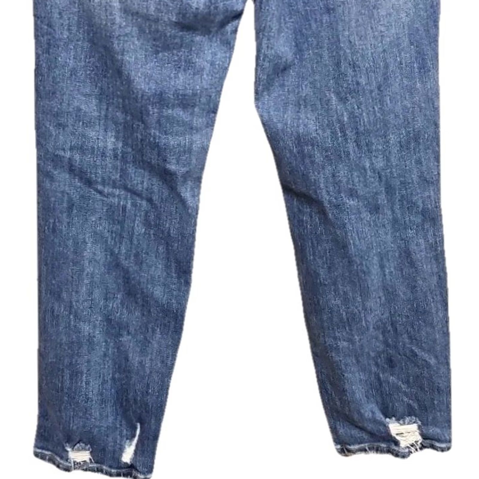 Vintage RISEN Jeans Distressed Mid-Rise Raw Hem Skinny Y2K Women’s Size 7/28 Denim Blue Distressed Regular Rise 28W 26L Jeans Women Size 28" / US 6 / IT 42 - 6 Thumbnail