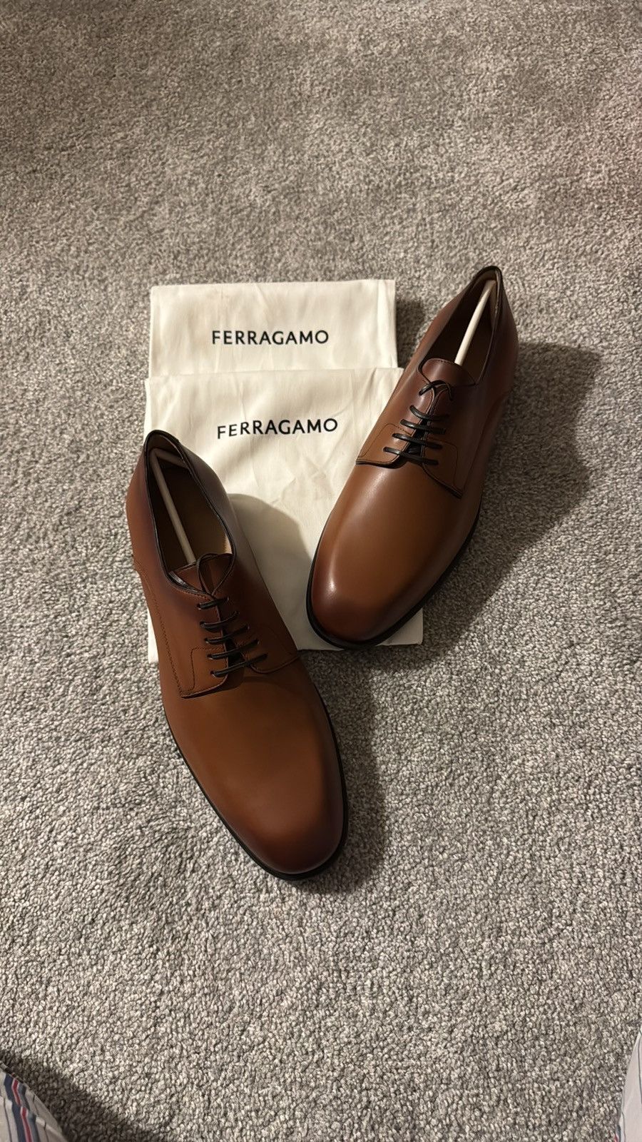Salvatore Ferragamo Salvatore Ferragamo Calf Leather Lace-up Derbies Size US 11.5 / EU 44-45 - 8 Thumbnail