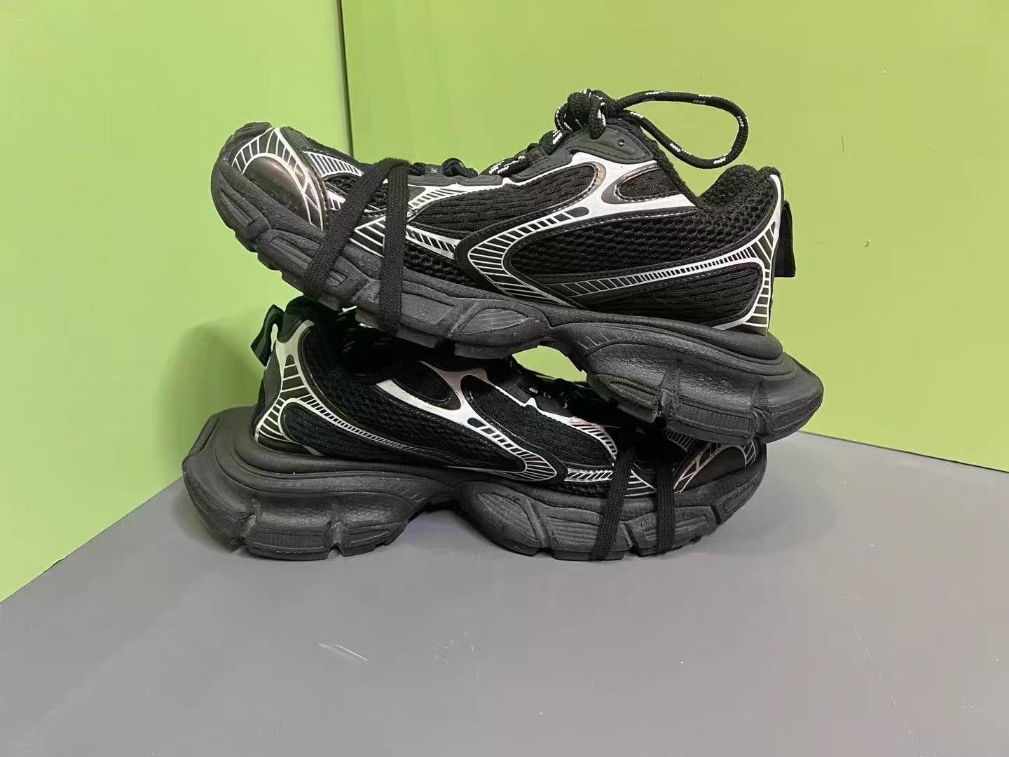 Balenciaga Balenciaga 3XL Black/Silver Distressed Sneakers K15 Size US 7 / EU 40 - 5 Thumbnail