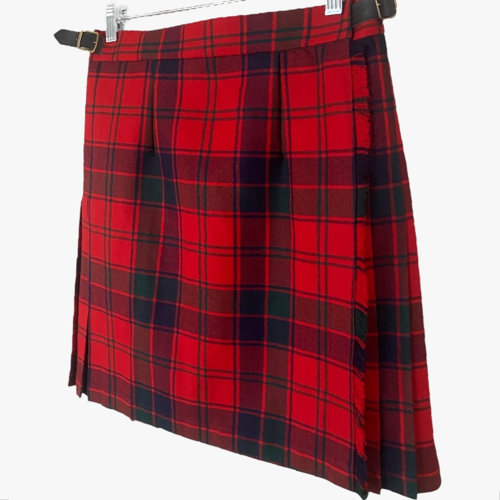 Vintage VINTAGE James Pringle Weavers Skirt Red Wool Pleated Plaid Mini Womens 12 City Preppy Retro Buckle Closure Size 34" / US 12 / IT 48 - 2 Thumbnail