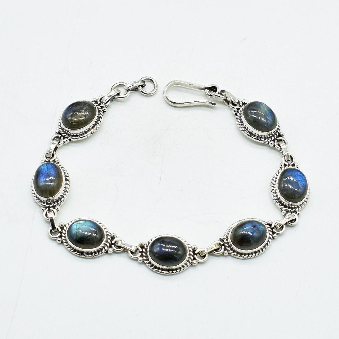 Handmade Natural Labradorite Bracelet 925 Sterling Silver Bracelet Size ONE SIZE - 2 Thumbnail