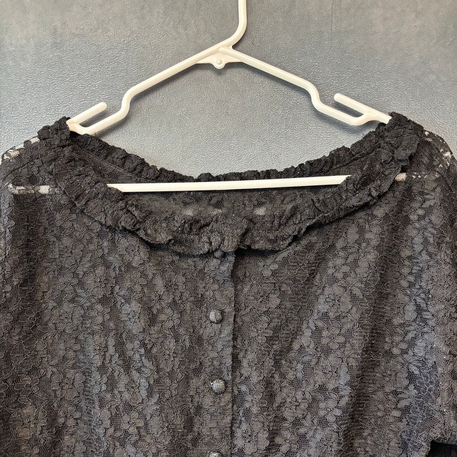 Other Lace Top Cropped Cardigan Womens Button Down Eyelet Ruffle Size XL / US 12-14 / IT 48-50 - 5 Thumbnail