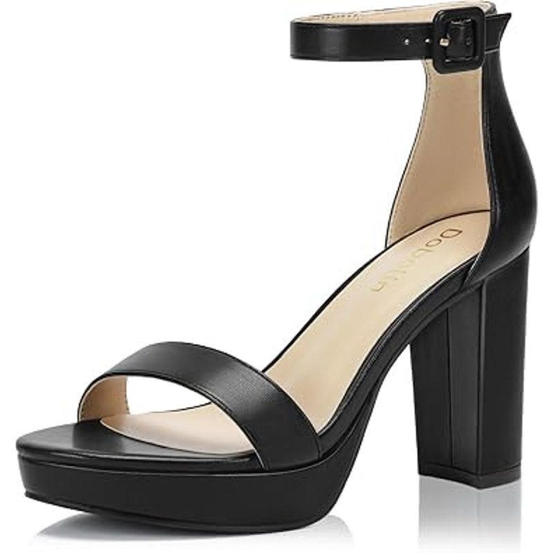Other Dobolin Black 4" Platform Heel Ankle Strap Shoes 8.5W Size US 8.5 / IT 38.5 - 1 Thumbnail