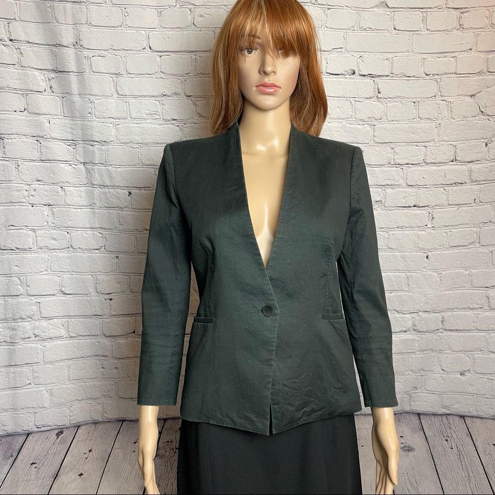 Helmut Lang Helmut Lang Collarless Blue Blazer Size 4 Size S / US 4 / IT 40 - 1 Thumbnail