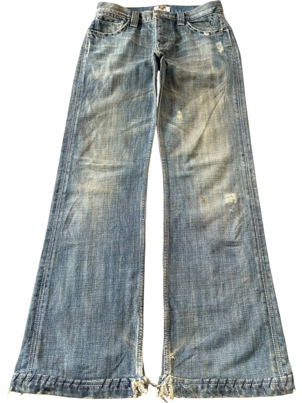 Antik Denim Vintage Japanese Brand Mud Wash Distress Flare Jeans Size 29" - 1 Thumbnail