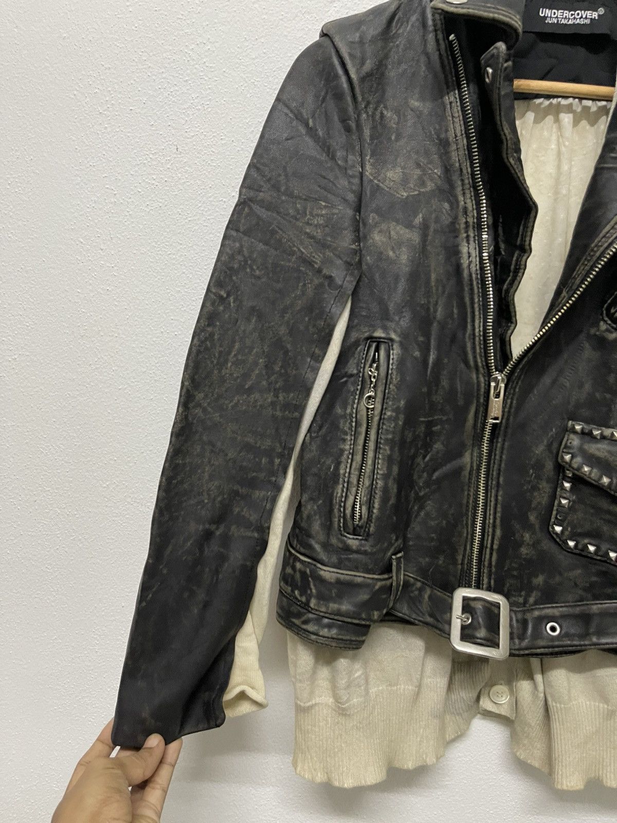 Undercover SS 21 UNDERCOVER LEATHER MIX KNIT RIDERS JACKET RARE Size US S / EU 44-46 / 1 - 5 Thumbnail