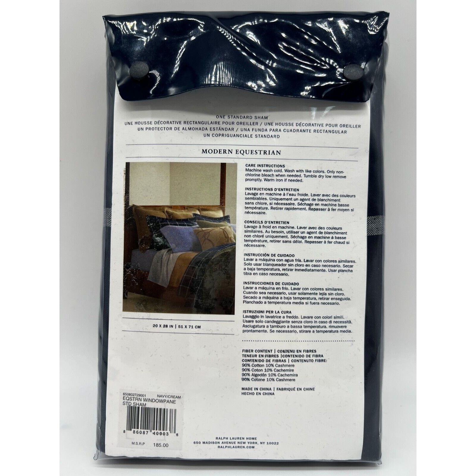 Ralph Lauren Ralph Lauren Home Equestrian Windowpane Sham Navy Standard Size ONE SIZE - 10 Thumbnail