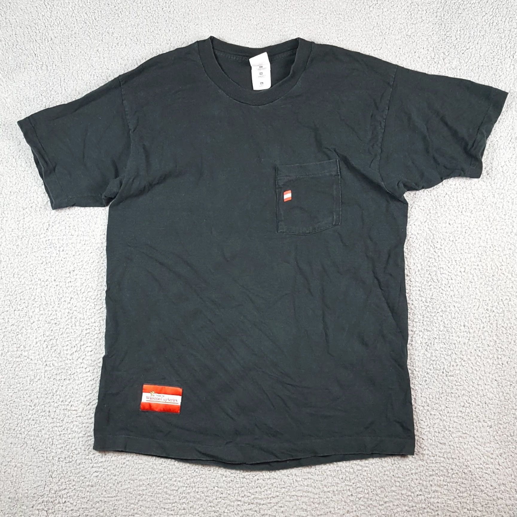 Fruit Of The Loom VINTAGE NASCAR Winston Cup Men's XL Faded Black Pocket Tee T-Shirt Race Shirt Size US XL / EU 56 / 4 - 2 Thumbnail