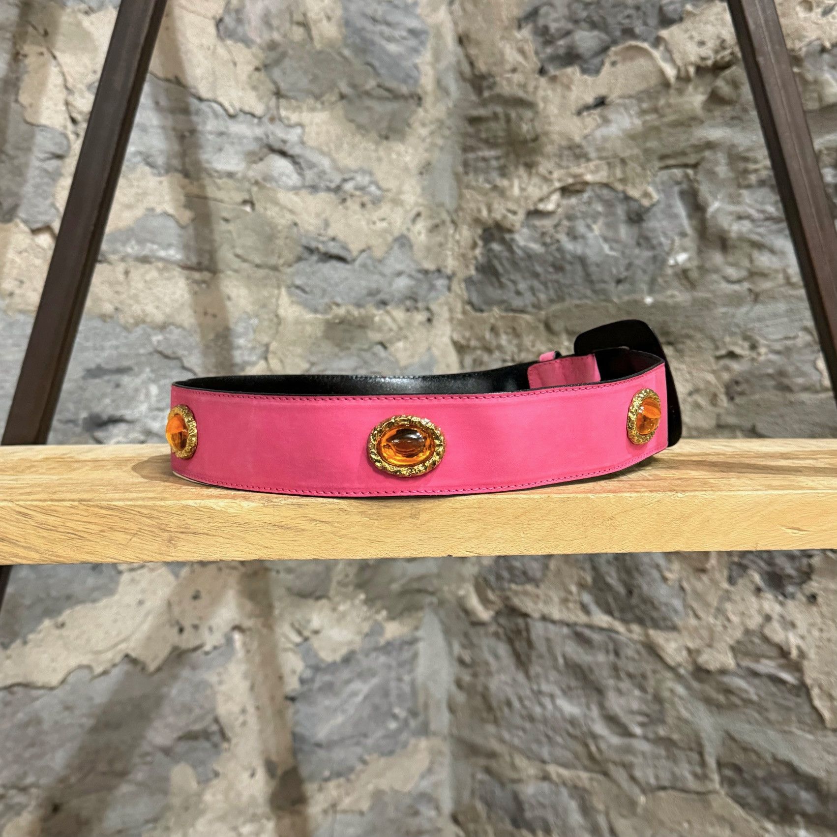 Escada Escada Vintage 90s Pink Suede Stone Embellished Belt Size ONE SIZE - 5 Thumbnail