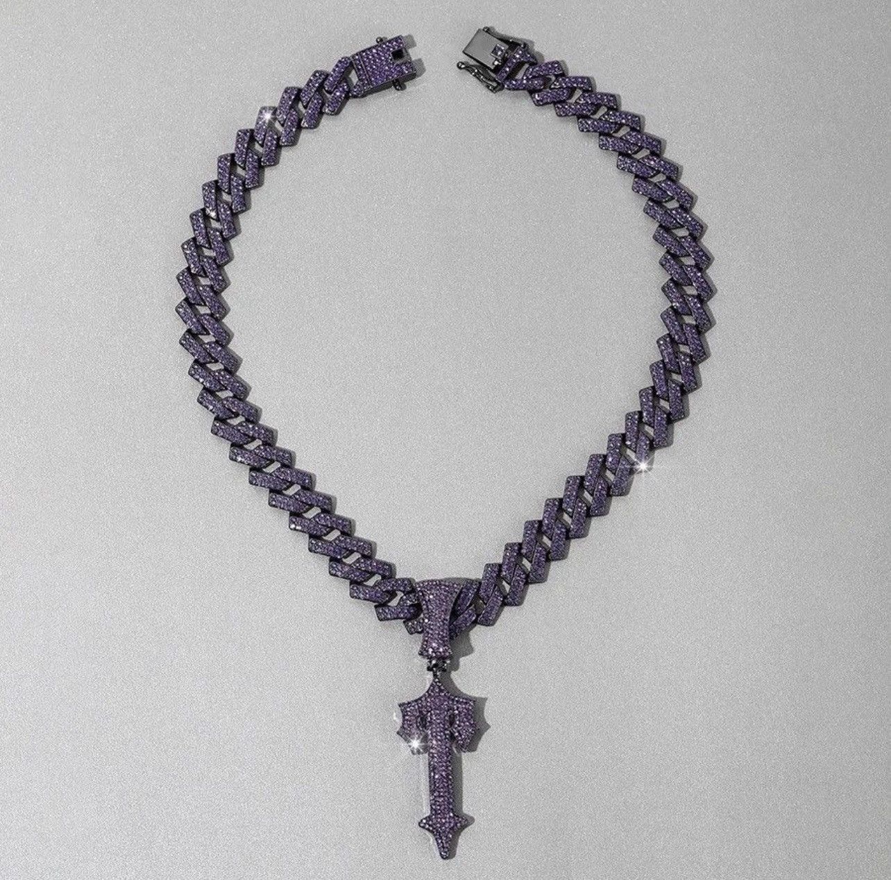 Jewelry Purple Sword Men Necklace Hip Hop Sword Pendant Necklace Size ONE SIZE - 3 Thumbnail