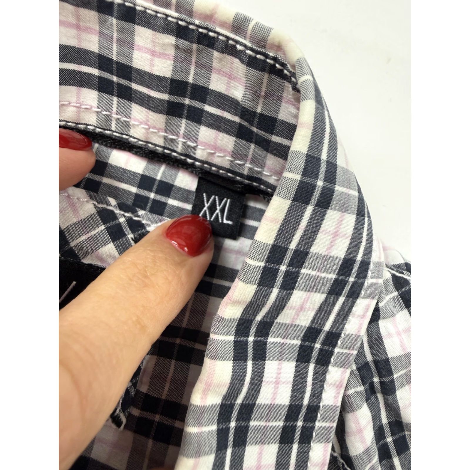 Vintage 7 Diamonds Shirt Mens 2XL Black Plaid Short Sleeve Button-Up Snap Pockets Size US XXL / EU 58 / 5 - 5 Thumbnail