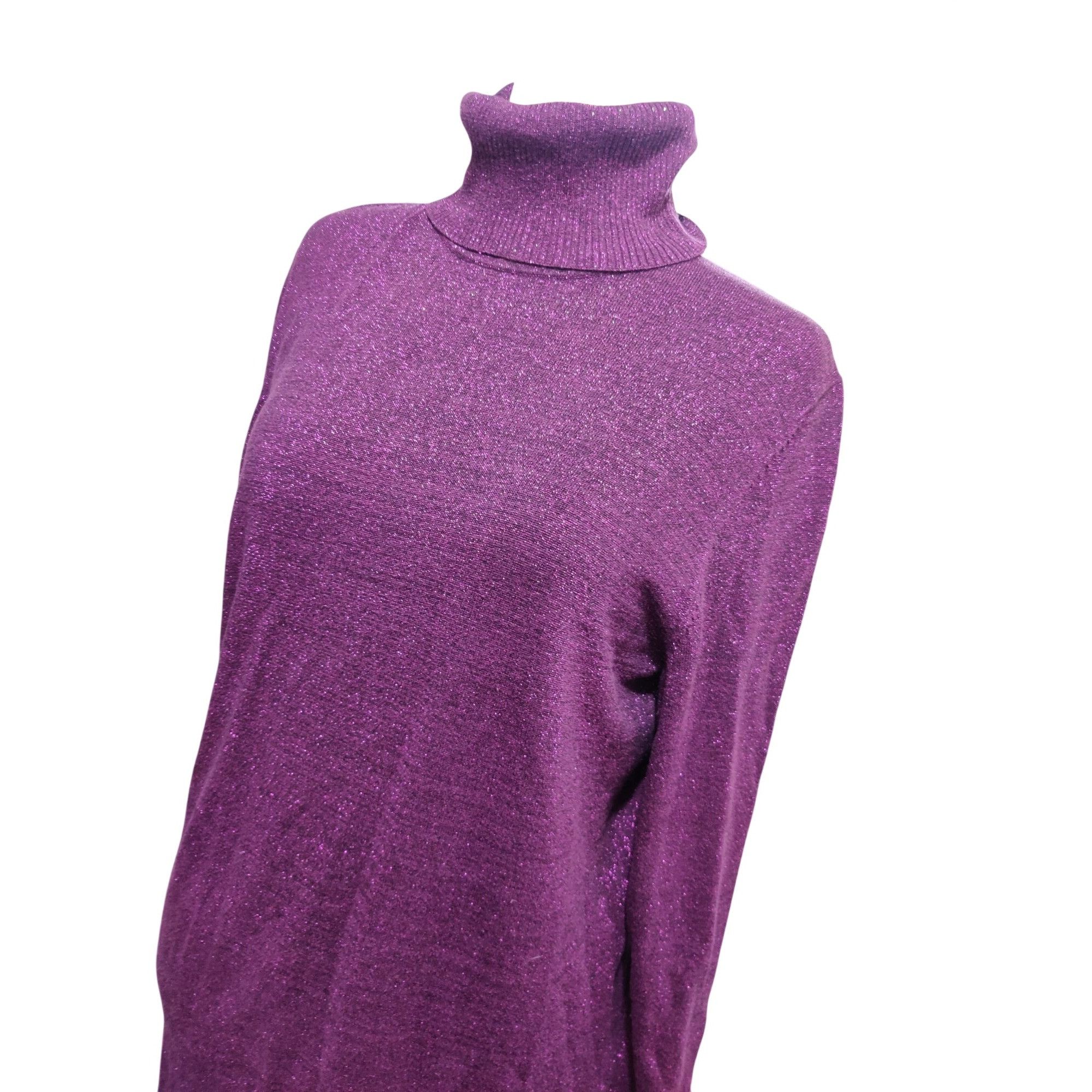 Other Plus Size 2X Womens Purple Sweater Metallic Shimmer Turtlene Size XXL / US 16-18 / IT 52-54 - 11 Thumbnail
