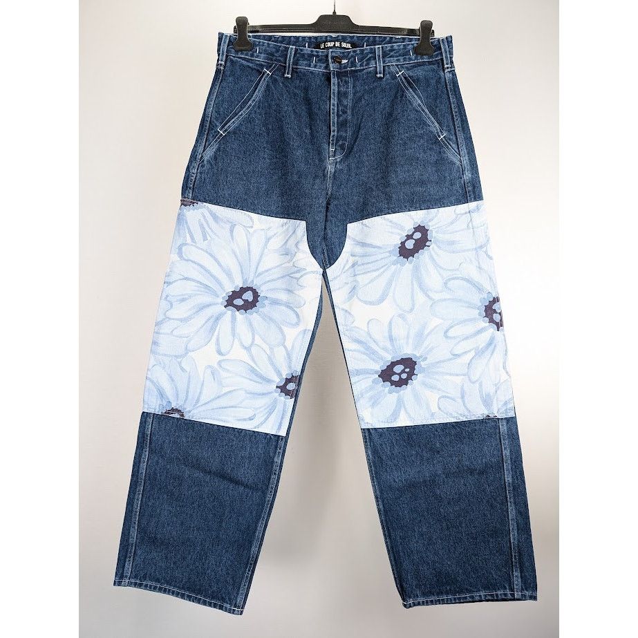 Jacquemus o1rshd1 Le Denim Fleurs in Print Blue Flowers Size US 34 / EU 50 - 2 Thumbnail