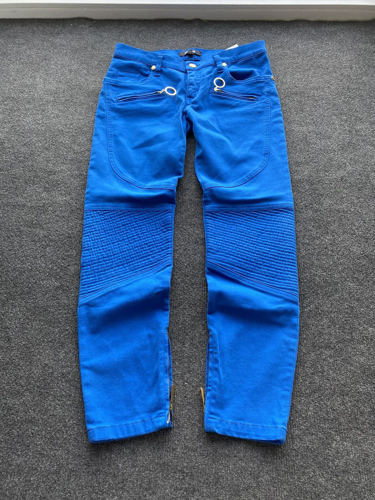 Just Cavalli 🔥Designer Luxury Just Cavalli Blue Moto Pants Women 26 size Size 26" / US 2 / IT 38 - 22 Thumbnail