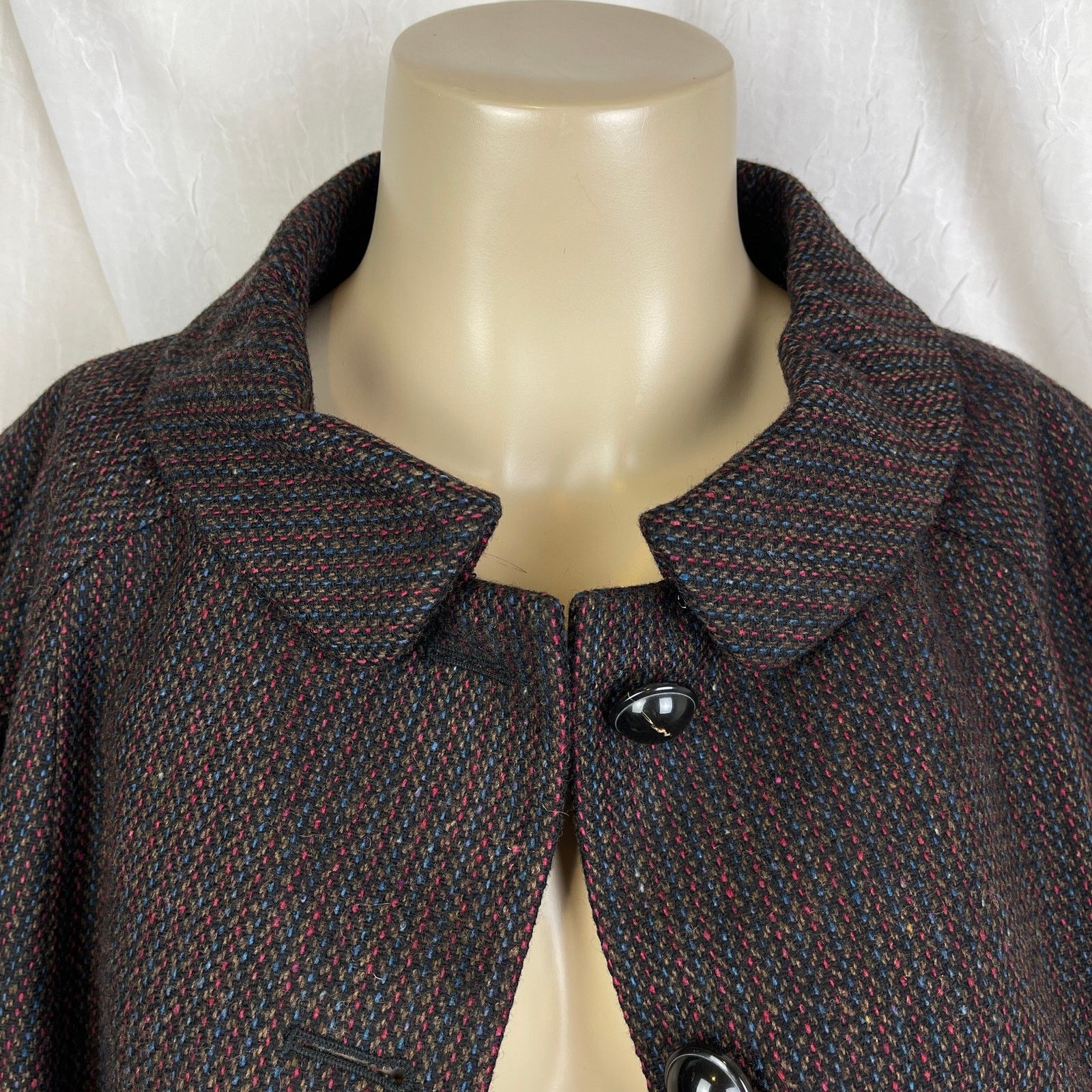 Vintage VTG Y2K Semantiks Cozy Tweed Jacket Brown Black Cottagecore Size M / US 6-8 / IT 42-44 - 13 Thumbnail