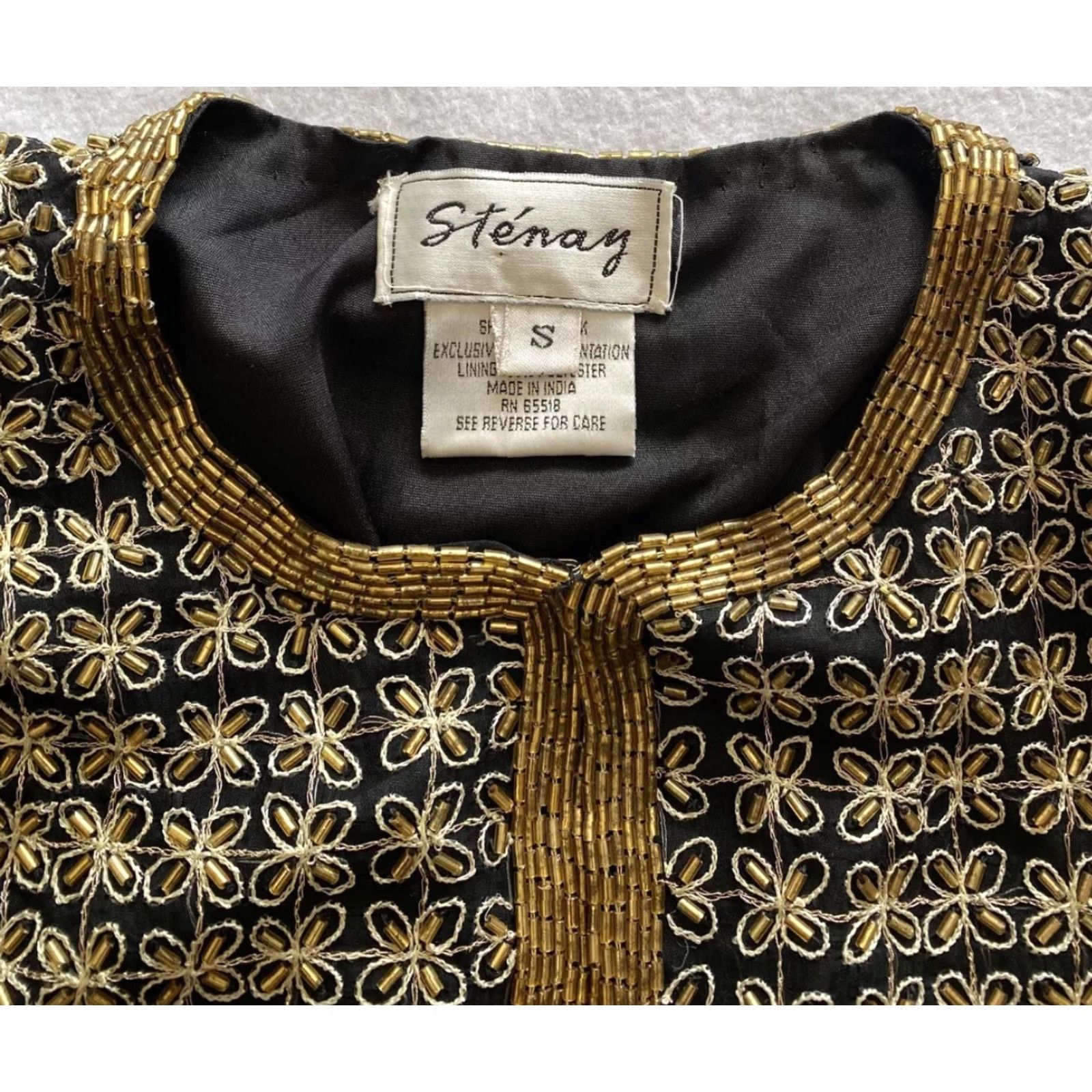 Vintage VINTAGE Stenay Jacket Women’s S Silk Beaded Gold Eveningwear 1980s Mens Womens Girls Size S / US 4 / IT 40 - 3 Thumbnail