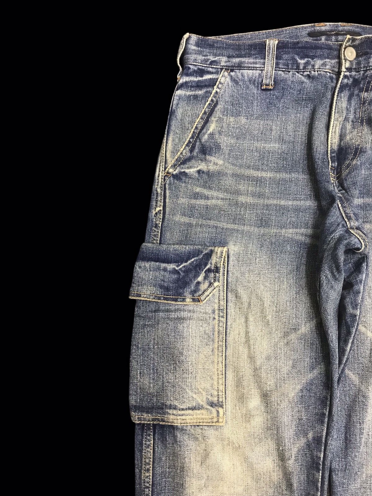 Global Work 💥JAPAN STYLE💥RARE GLOBAL WORK BLUE WASH CARGO DENIM F211 Size US 30 / EU 46 - 4 Thumbnail