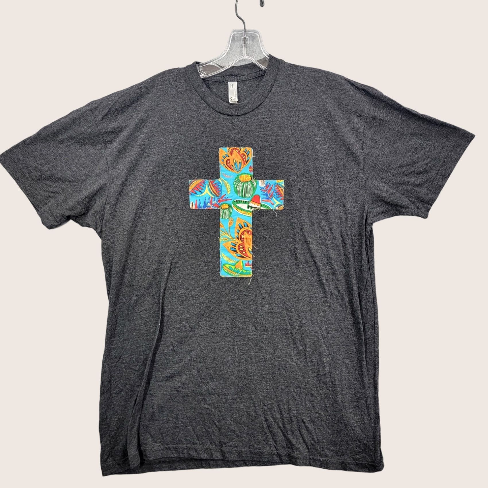 American Apparel texas cross Shirt Men's XL gray Short Sleeve Cross Graphic Tee made is usa Size US XL / EU 56 / 4 - 1 Thumbnail