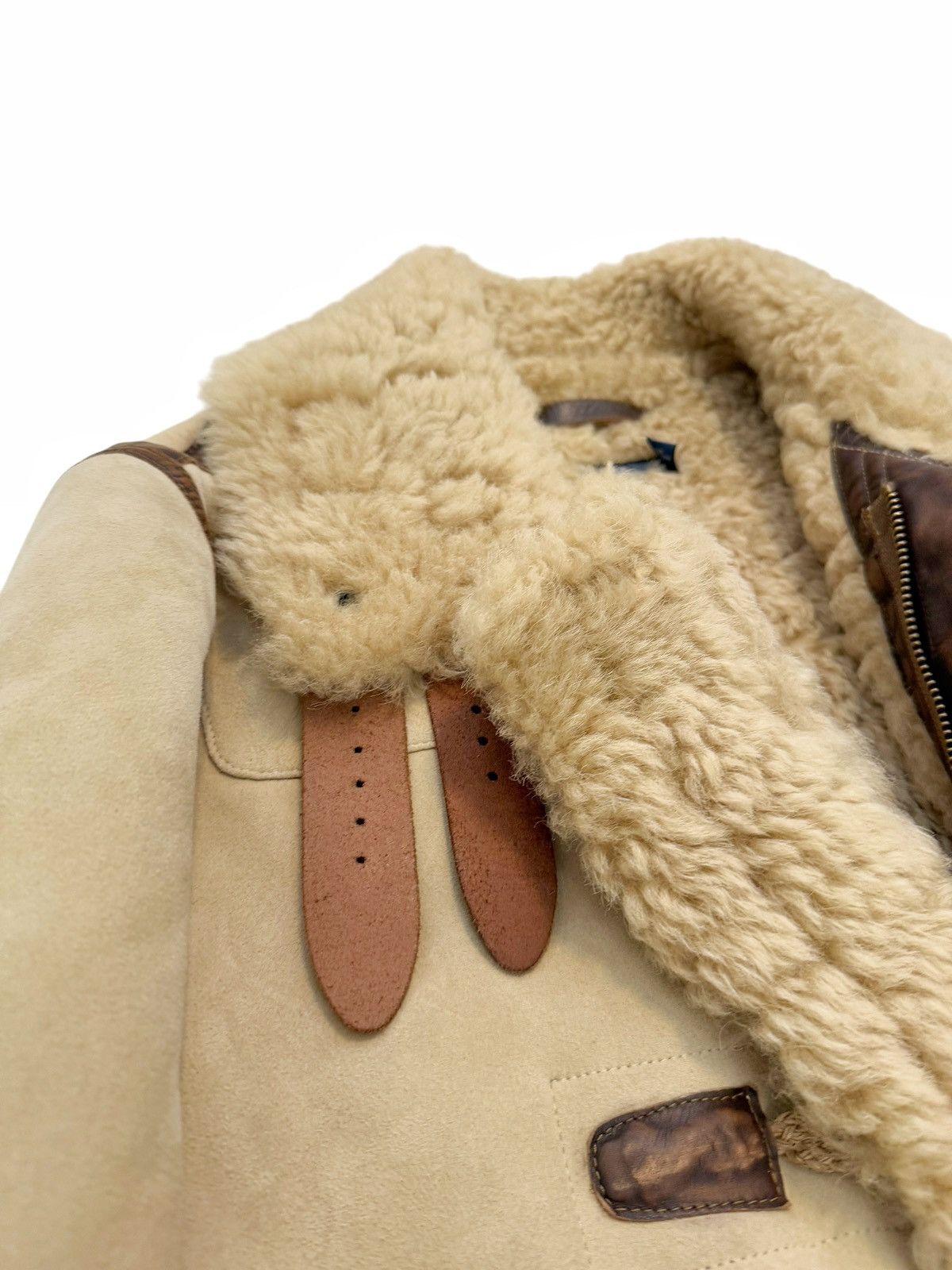 Polo Ralph Lauren Sample Shearling Leather Duffle Flight Coat Size US M / EU 48-50 / 2 - 8 Thumbnail