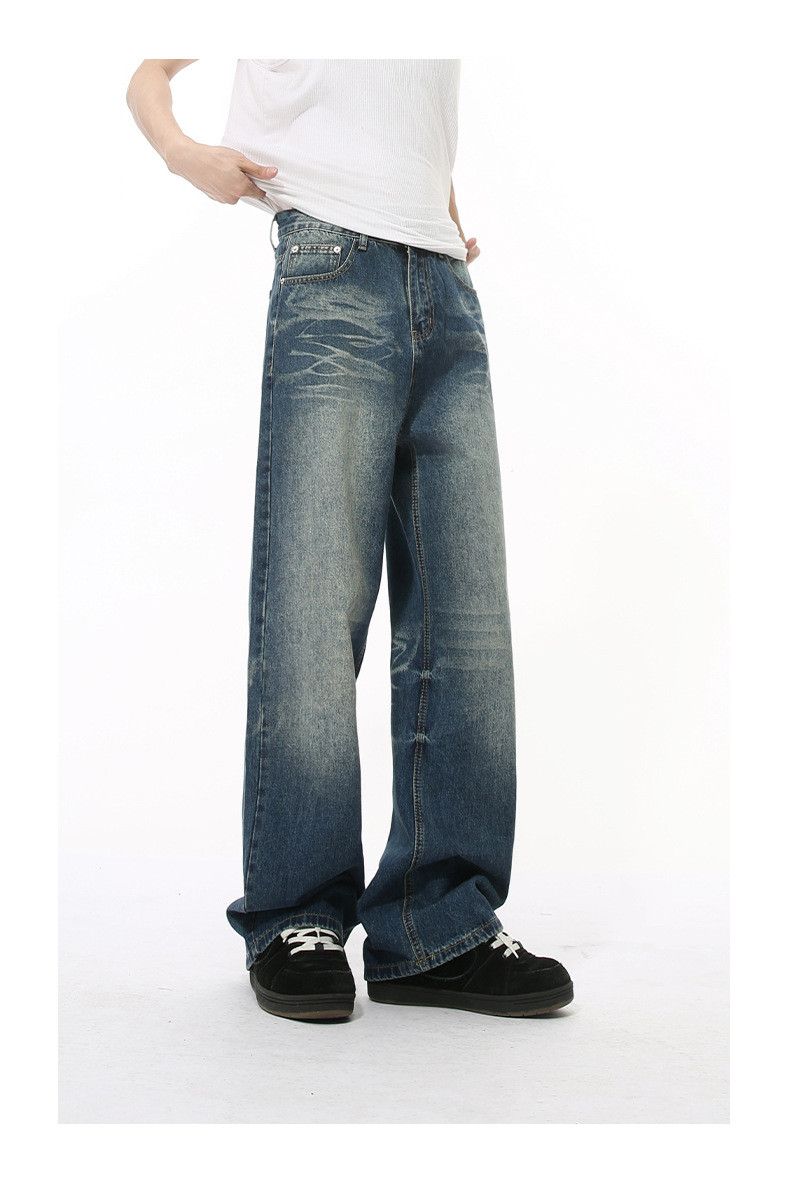 Japanese Brand × Jean Vintage Washed Lightning Pattern Wide Leg Loose Jeans Size US 32 / EU 48 - 5 Thumbnail