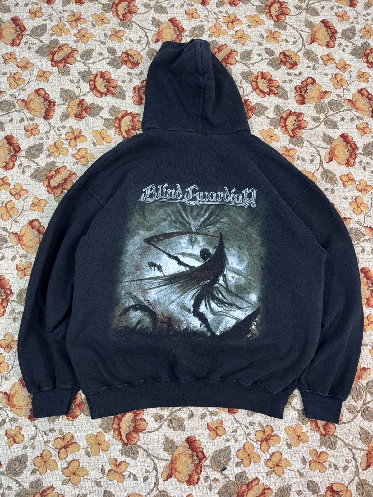 Band Tees × Vintage Vintage Blind Guardian Black Metal Washed Hoodie Boxy Fit XL Size US XL / EU 56 / 4 - 3 Thumbnail