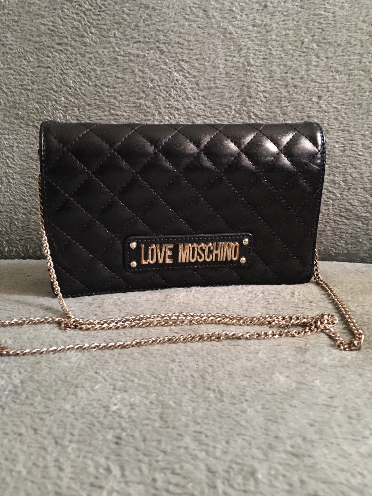 Love Moschino × Moschino Love Moschino Quilted Chain Shoulder Coated Black Bag Size ONE SIZE - 2 Thumbnail